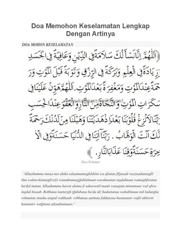 doa memohon keselamatan di jalan