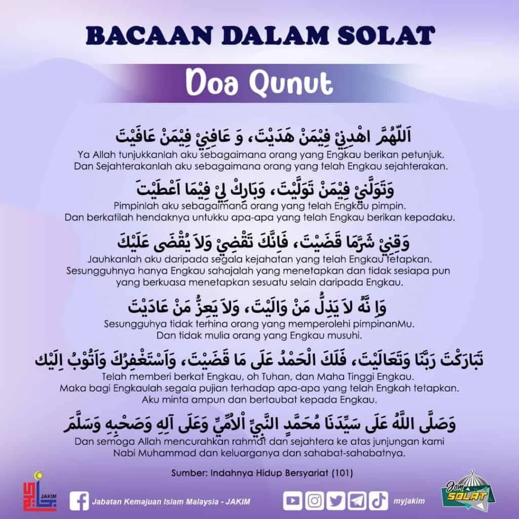 Doa Qunut Lengkap untuk Imam dalam Shalat