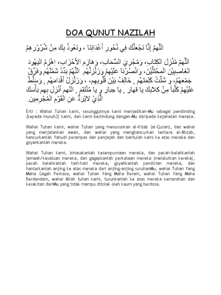 Doa Qunut Nazilah Lengkap Arab Latin PDF: Sejarah, Makna, dan Tata Cara
