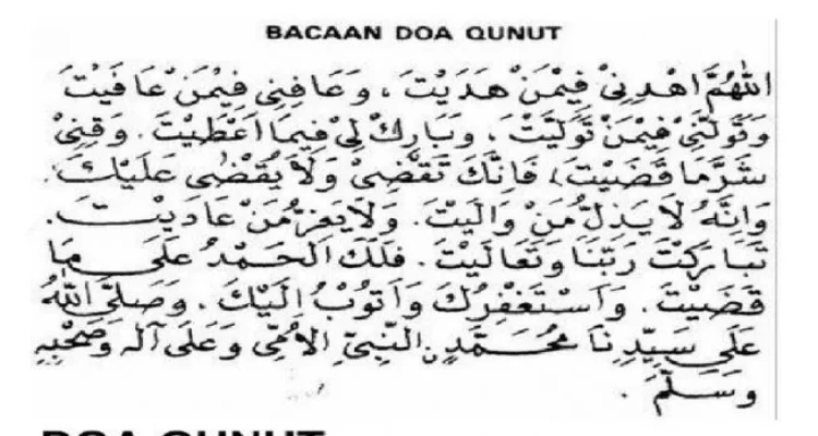 Doa Qunut Subuh Bacaan Imam dan Makmum