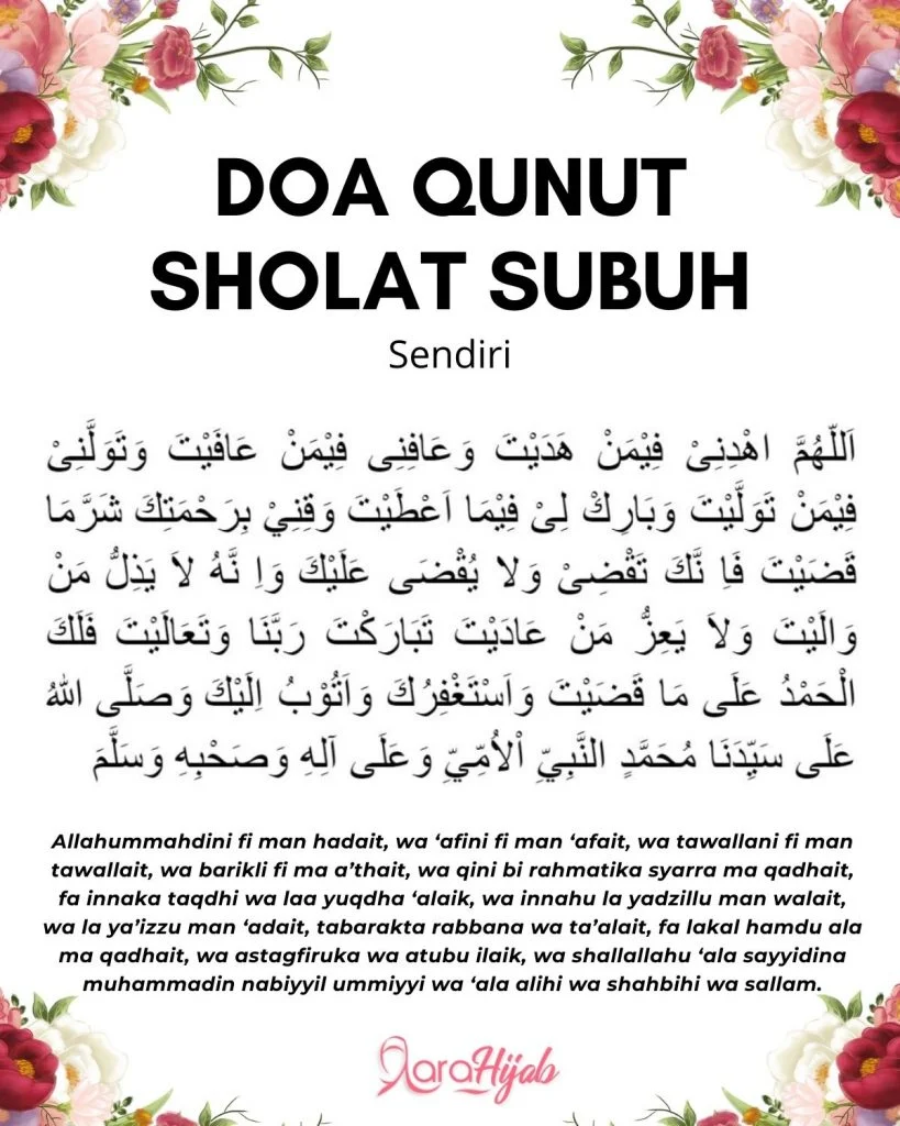 Doa Qunut Subuh Lengkap untuk Sholat Sendiri