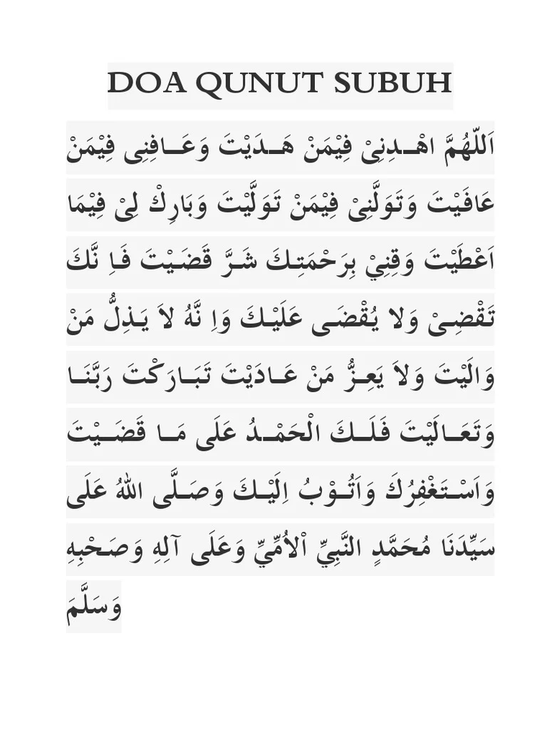doa qunut subuh pdf download: Panduan Lengkap untuk Mengunduh dan Memahami