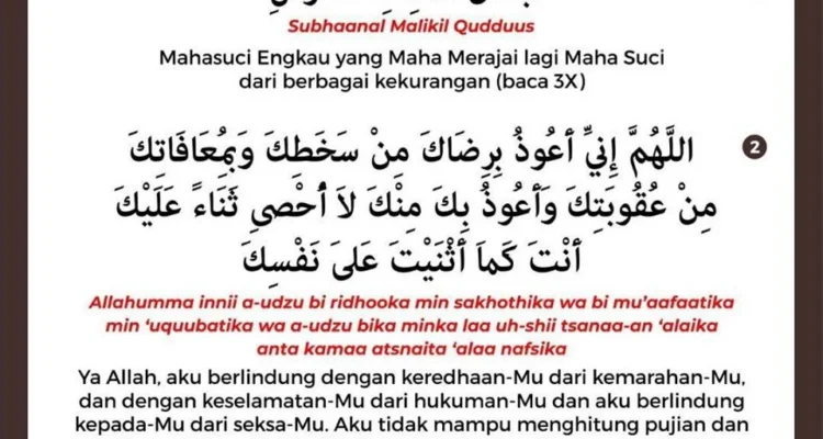 doa qunut witir lengkap bacaan malam ganjil