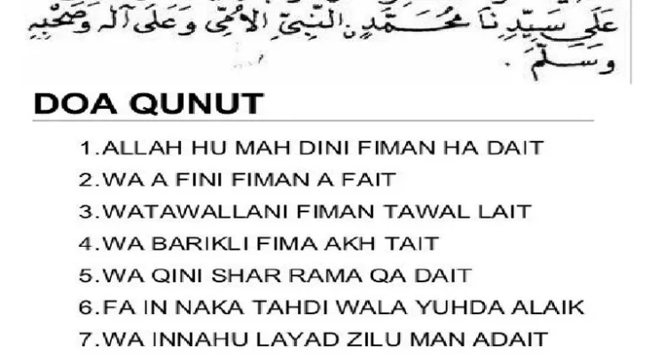 doa qunut witir lengkap pdf siap cetak