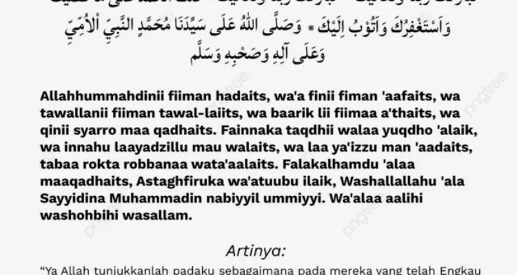 Doa Qunut Witir Lengkap Referensi Kitab Fiqih