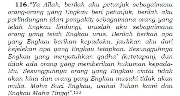 Doa Qunut Witir Lengkap Untuk Imam Masjid