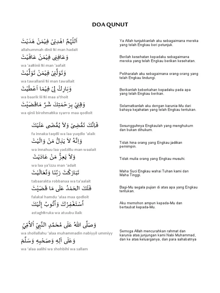 Download Doa Qunut PDF: Panduan Lengkap dan Praktis