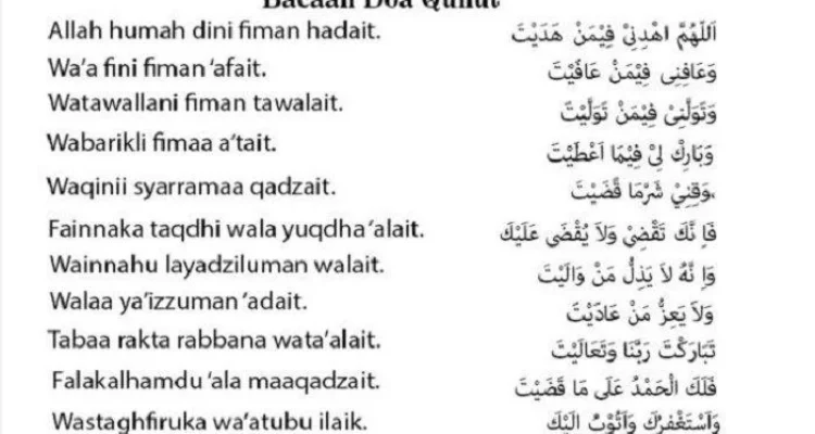 Panduan lengkap doa qunut witir lengkap malam terakhir ramadhan