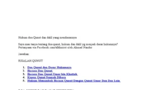 Pengertian dan Dasar Hukum Doa Qunut Sebelum Salam