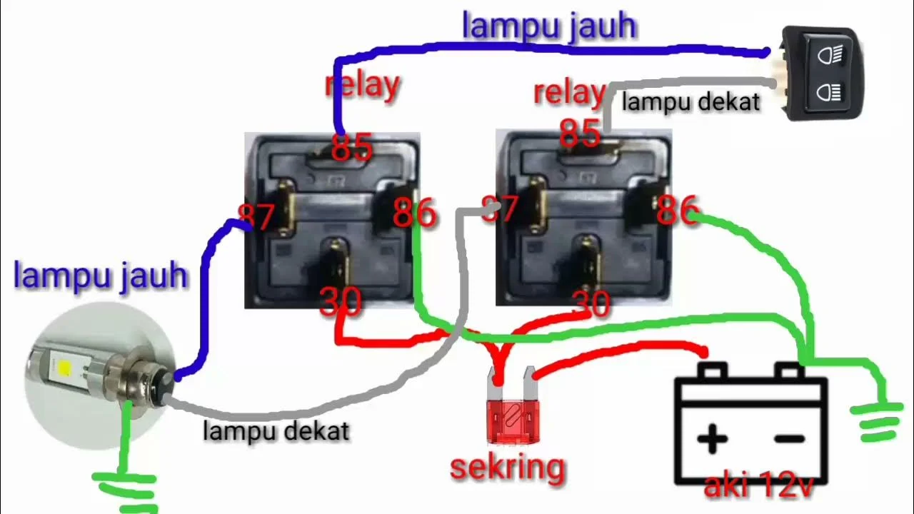 Cara pasang relay set agar beban lampu utama tidak langsung ke aki: Persiapan dan Perencanaan