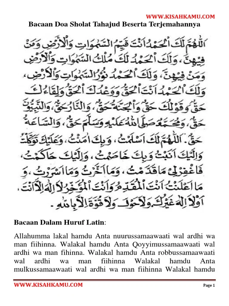 Contoh Bacaan Doa Tahajud Pendek yang Praktis