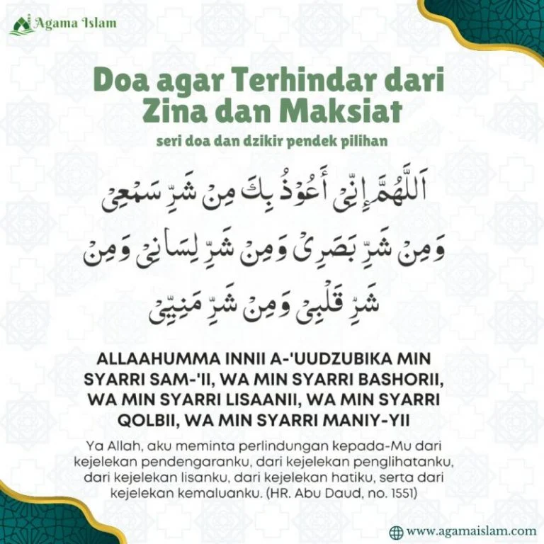 doa tahajud agar dijauhkan dari zina