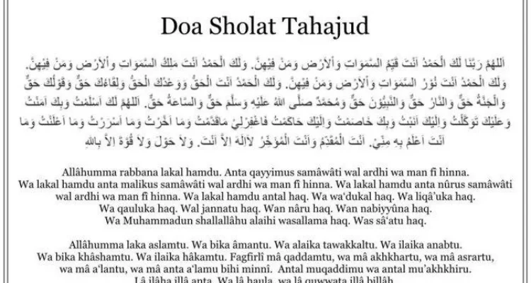 Doa Tahajud dan Terjemahannya Lengkap: Teks Arab, Latin, dan Arti