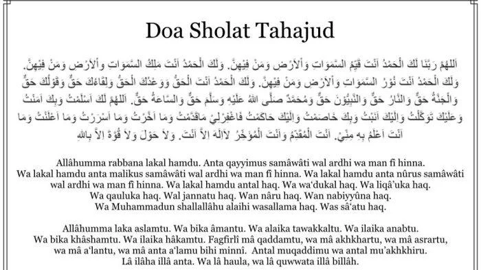 Doa Tahajud dan Terjemahannya Lengkap: Teks Arab, Latin, dan Arti