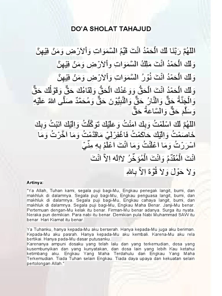Download Doa Tahajud Versi PDF Gratis: Panduan Lengkap