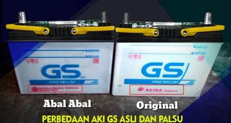 Perbandingan berat aki mobil GS Astra asli vs palsu